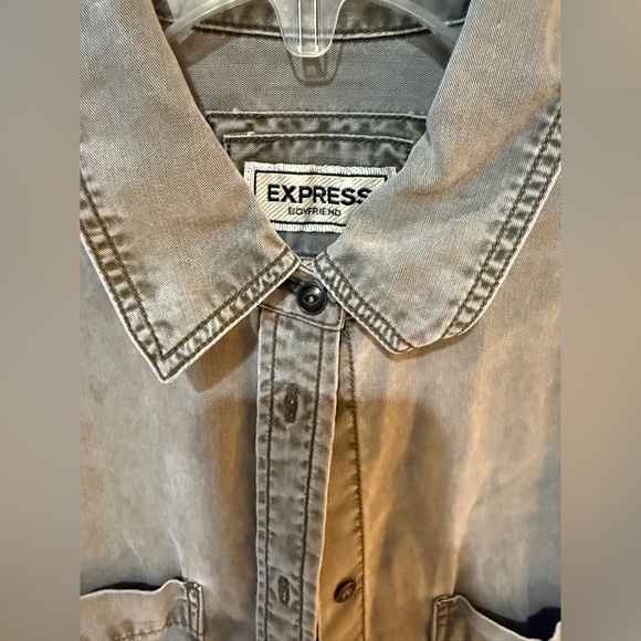 Express Boyfriend button up oversized shirt Y2K Grunge Punk - Picture 2 of 3